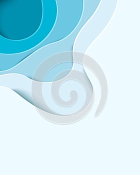 Abstract blue paper cut background with liquid shapes