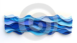 Abstract Blue Paper Wave Art