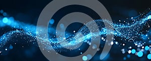 Abstract Blue Particle Wave Background  Digital Technology  Data Flow  Network  Connection
