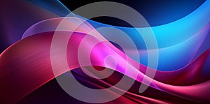Abstract blue and pink curves with vibrant lights, AI-generated.