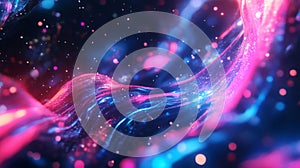 Abstract Blue and Pink Swirling Glowing Light with Sparkles