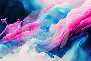 Abstract blue and pink watercolor waves background