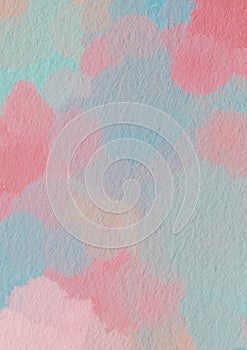 Abstract blue and pink wet brush watercolor on paper illustration background for decoration on spring seasonal and romance concept