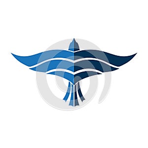 Abstract Blue Plane Fly Flight Eagle Bird Symbol