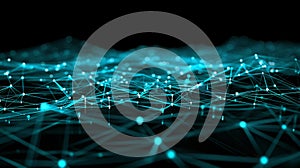 Abstract Blue Plexus Background, Data Connection, Network Mesh, Technology Innovation, Blockchain, Artificial Intelligence, Sci-Fi