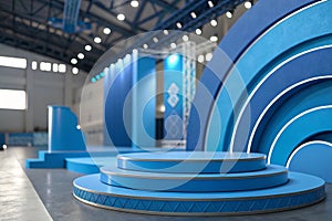 Blue abstract podium composition photo