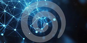 Abstract Blue Polygonal Network Background with Data Connection Lines and Innovative Tech Design