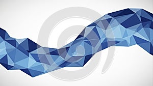 Abstract Blue Polygonal Wave on White Background