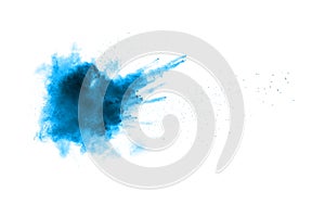 Abstract blue powder splatted