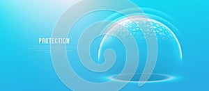 Abstract Blue Protection Concept with Shield and Gradient