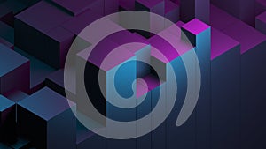 Abstract blue purple digital data background 3d render polygon. Abstract techno purple geometric technology background