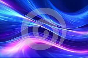 Abstract blue and purple dynamic background. Futuristic vivd neon swirl lines. AI Generative