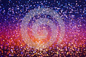 Abstract blue, purple, gold and pink glitter lights background. Unicorn. Circle blurred bokeh