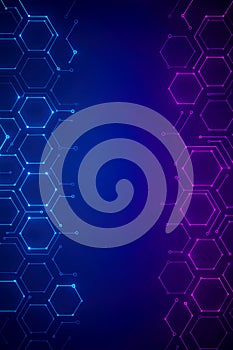 Abstract Blue and Purple Hexagonal Network Pattern on Gradient Background pink