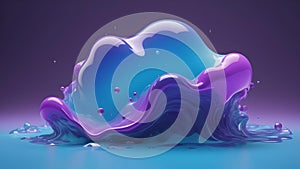 Abstract Blue Purple Liquid Splash 3D Render