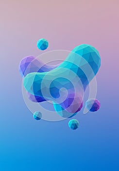 Abstract Blue Purple Low Poly Blob Shape on Gradient Background