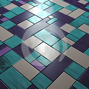 Abstract Blue And Purple Pattern: Vray Tracing And Hyperspace Noir Mosaic