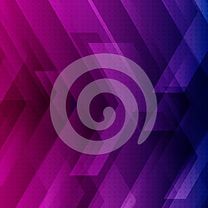 Abstract blue, purple and pink tech background with big arrows sign digital and stripes technology concept. Space for your text