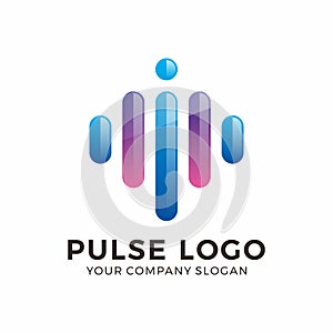 Abstract blue and purple pulse logo