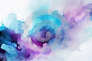 Abstract blue purple watercolor background, paint texture