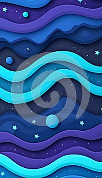 Abstract blue and purple waves on dark background for modern design concepts and artistic creations