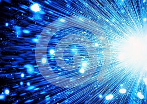 Abstract blue rays background shining in outer space