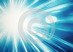 Abstract blue rays background shining in outer space