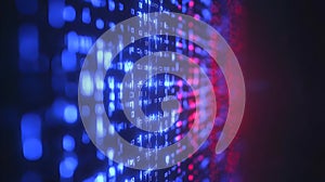Abstract Blue and Red Binary Code Matrix Background for Digital Technology and Data Security Concept