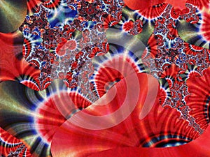 Abstract Blue and Red Dendritic Background Like Frostwork Fractal Art