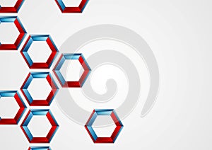Abstract blue red hexagons corporate background