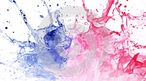 Abstract Blue And Red Paint Splash On White Background
