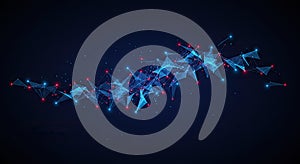 Abstract Blue and Red Plexus Network on Dark Background