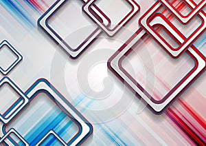 Abstract blue red squares tech grunge background