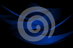Abstract Blue Ribbon Wave on Black Background, Modern Dark Gradient Flow Design, Elegant Blue Line Pattern