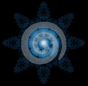 Abstract blue rune on black background vector