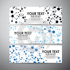 Abstract blue Science background with molecules. Vector banners set background.