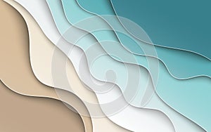 Abstract blue sea and beach summer background with curve paper photo