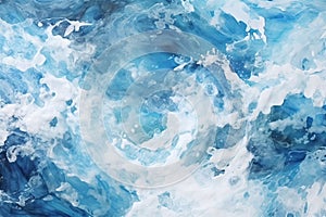 Abstract blue sea water with white foam for background, nature background