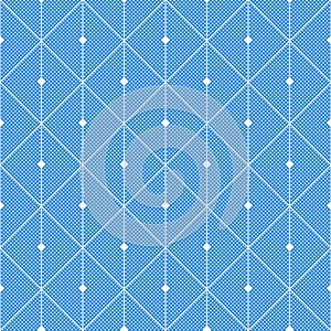 Abstract blue seamless pattern from rectangles. Vector geometric design, modern art graphic. Tile grid for cover