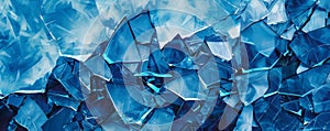 Abstract blue shattered glass texture
