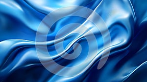 Abstract Blue Silk Waves: A Serene Digital Artwork