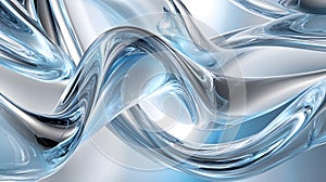 Abstract Blue Silver Liquid Wave Background Texture AI generated.