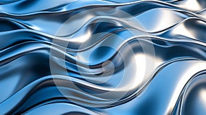 Abstract Blue and Silver Metallic Wave Texture