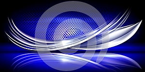 Abstract Blue Silver Swirl Design Dynamic Background