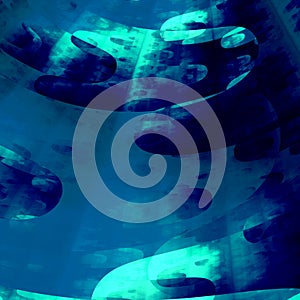 Abstract Blue Sky Background. Strange Beautiful Clouds Illustration. Soft Light Uner Water. Deep Sea Art. Creative Digital