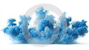 Abstract blue smoke cloud explosion isolated on white background. (1