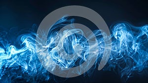 Abstract Blue Smoke Waves on Dark Background