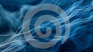 Abstract blue smoke waves on a dark background