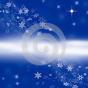 Abstract Blue Snowflake Winter Background with Copy Space