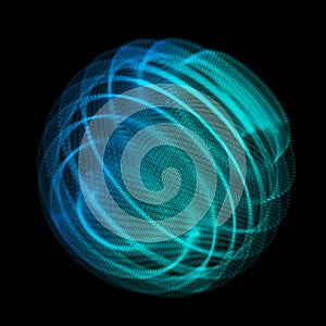 Abstract blue sphere of noise points array. Grid vector illustration. Technology digital noise of data points.